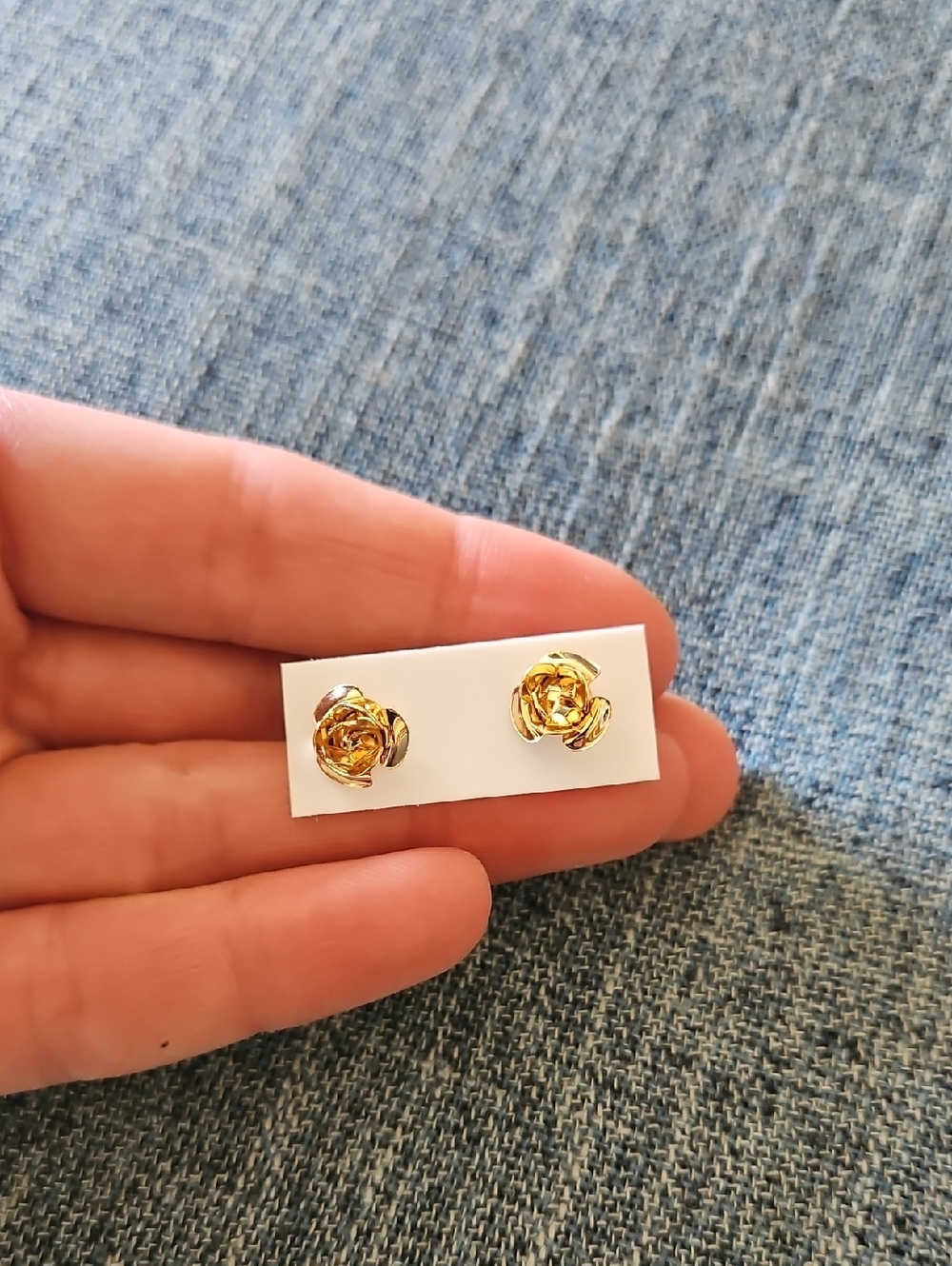 Gold Rose Stud Earrings - Women Jewelry